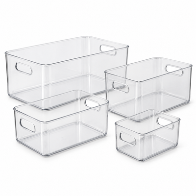 Clear Pantry Storage Bins Set of 4