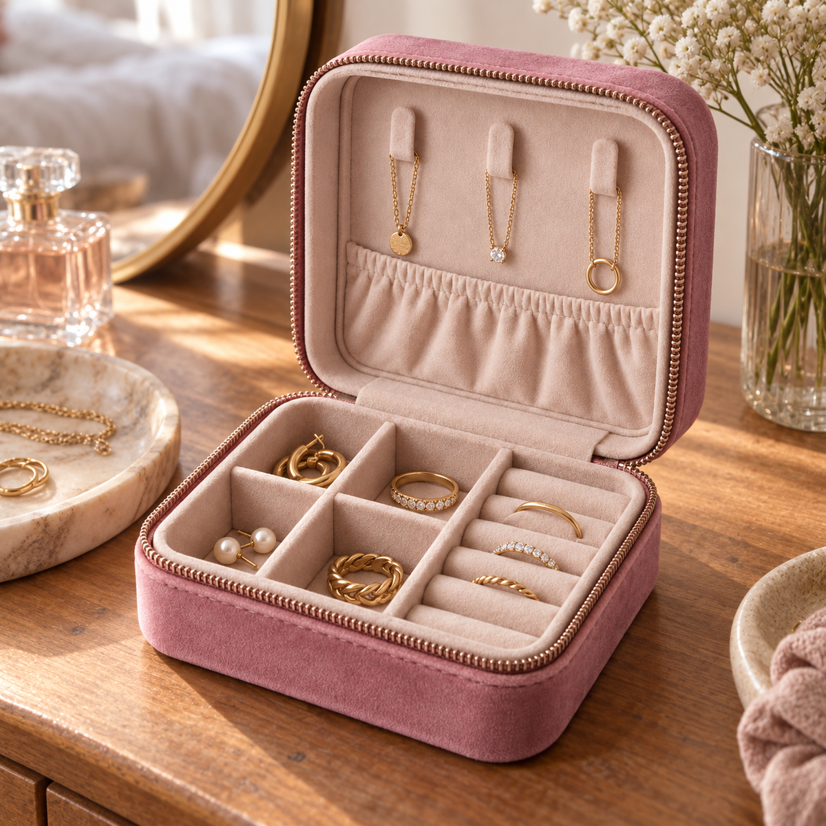 Velvet Travel Jewelry Case