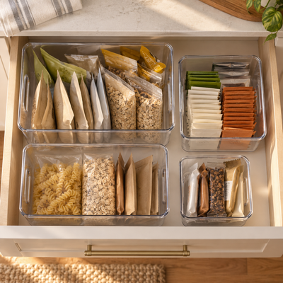 Clear Pantry Storage Bins Set of 4