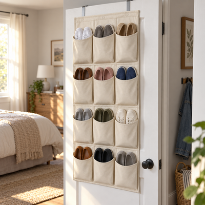 Over-Door Shoe Organizer with 12 Pockets