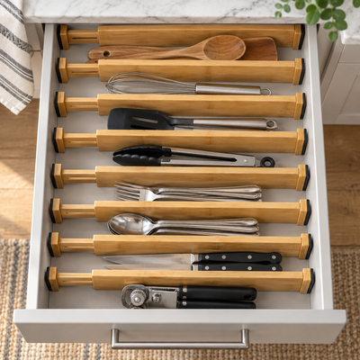 Adjustable Bamboo Drawer Dividers Set of 8