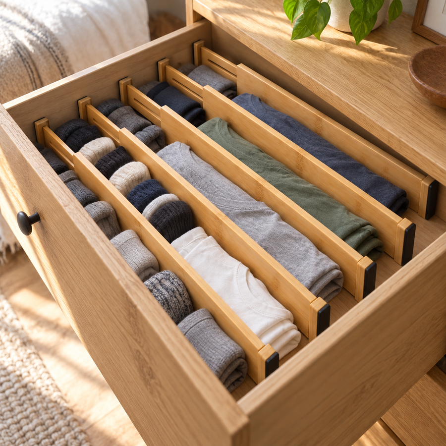 Adjustable Bamboo Drawer Dividers Set of 8