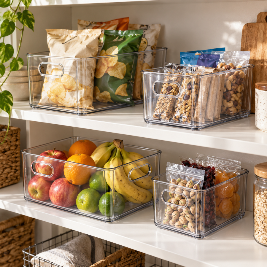 Clear Pantry Storage Bins Set of 4