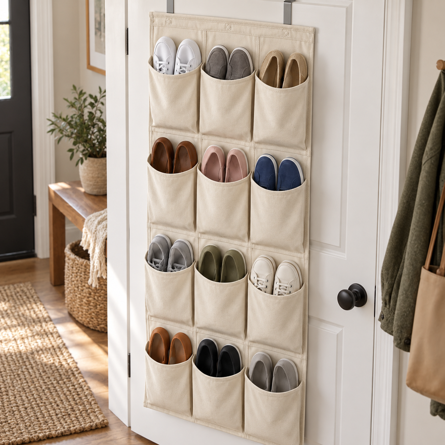 Over-Door Shoe Organizer with 12 Pockets