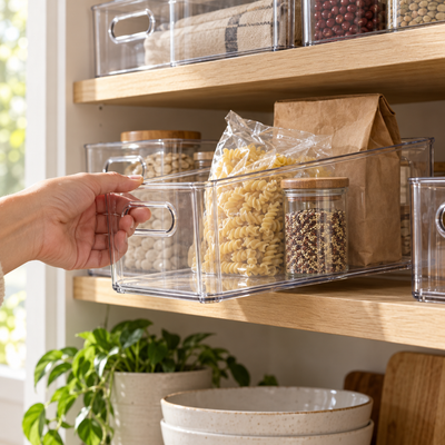 Clear Pantry Storage Bins Set of 4