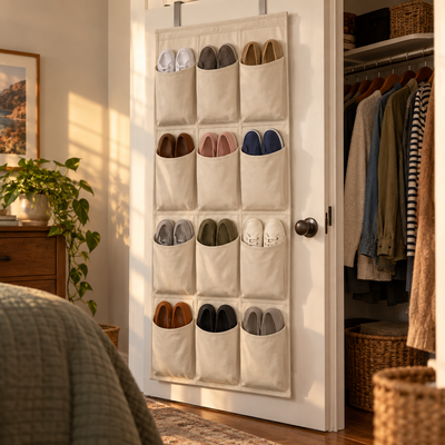 Over-Door Shoe Organizer with 12 Pockets